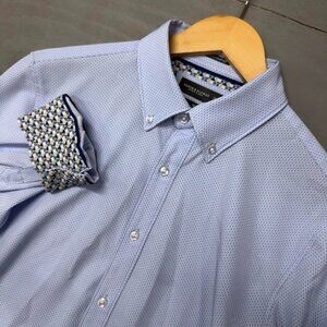 Denim and Flower‎ Ricky Singh Blue Stretch Comfort Flip Cuff Shirt Medium